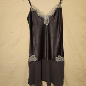 Grey and cream satin lace slip dress